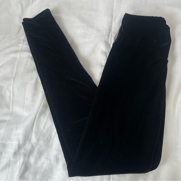 Goldsheep Black Velour Velvet Full Length Long Leggings S - Picture 1 of 4